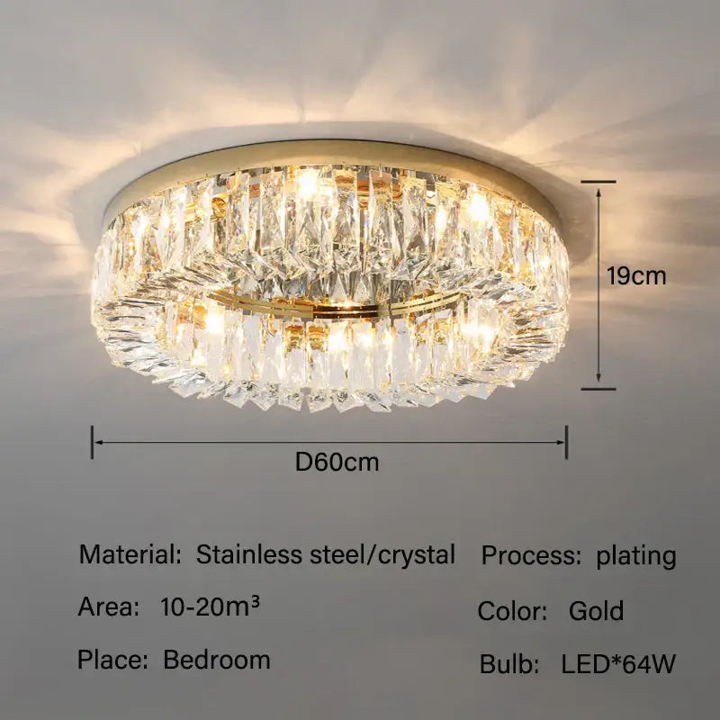 Chrome Crystal Ceiling Light For Living Areas
