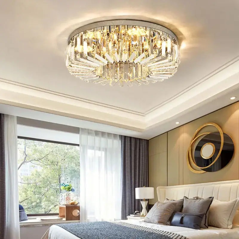 Chrome Crystal Ceiling Light For Living Areas