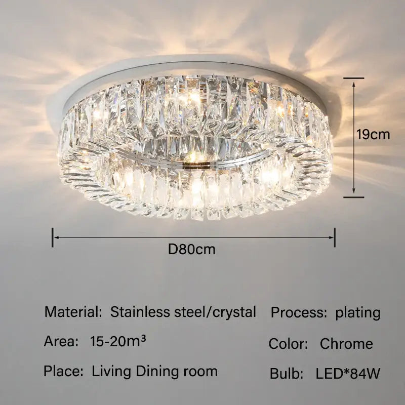 Chrome Crystal Ceiling Light For Living Areas