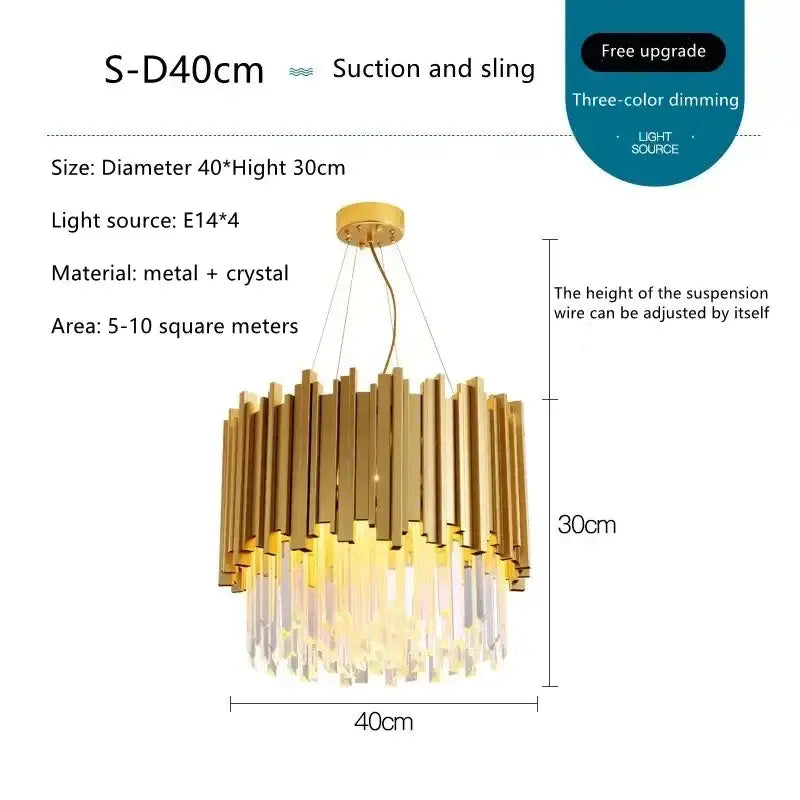 Gold Art Deco 90cm Chandelier