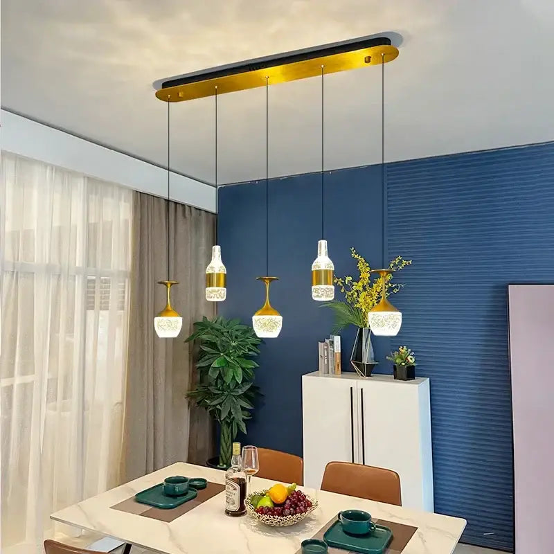 Gold Crystal Dining Area Pendant Light