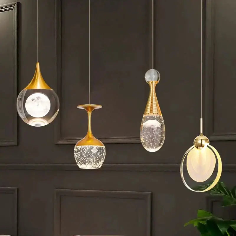 Gold Crystal Dining Area Pendant Light