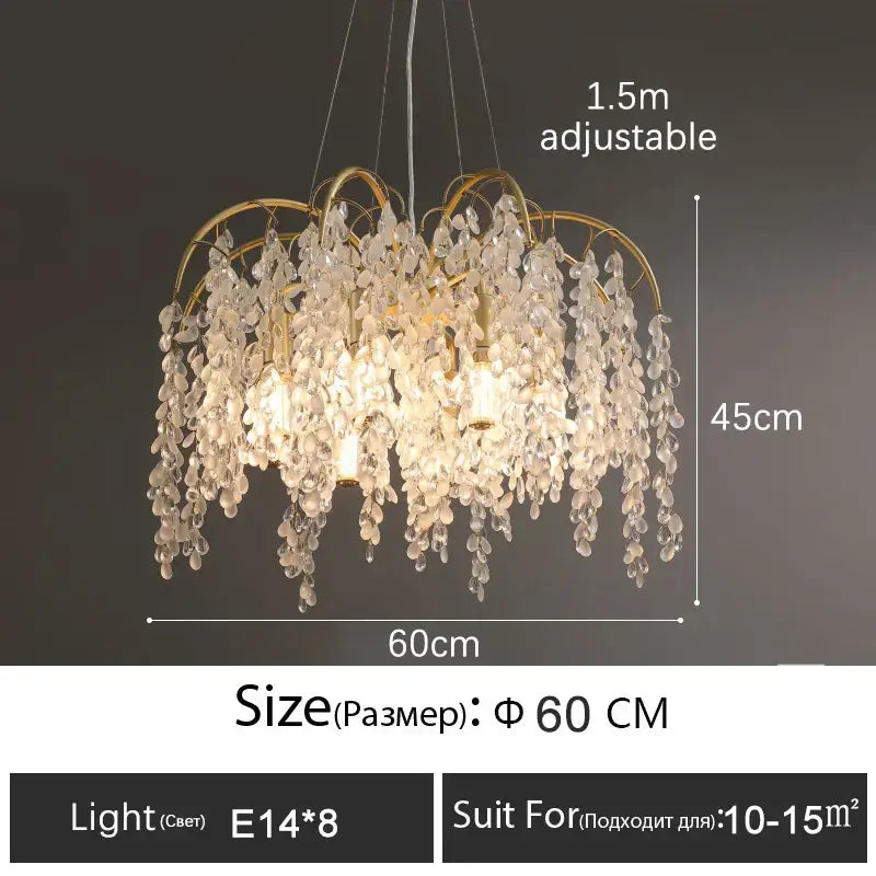 Gold Crystal LED Chandelier Linear 150cm