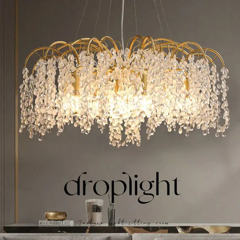 Gold Crystal LED Chandelier Linear 150cm