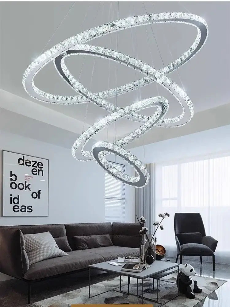 Chrome Ring Chandelier Light