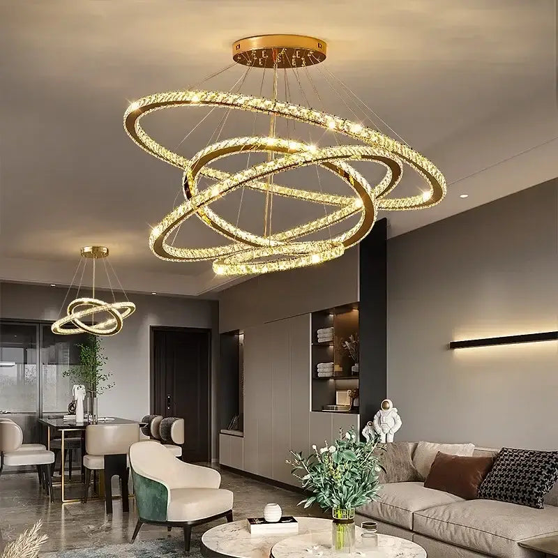 Chrome Ring Chandelier Light
