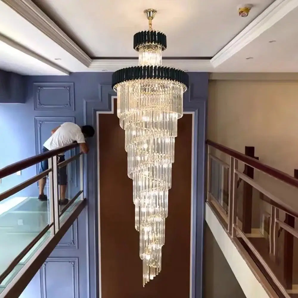 Black Gold Staircase Chandelier