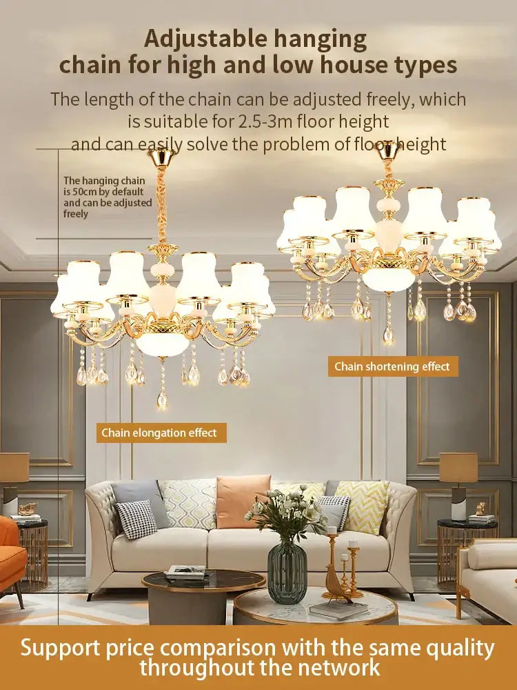 Gold Frosted Glass 18-Head 95cm Chandelier