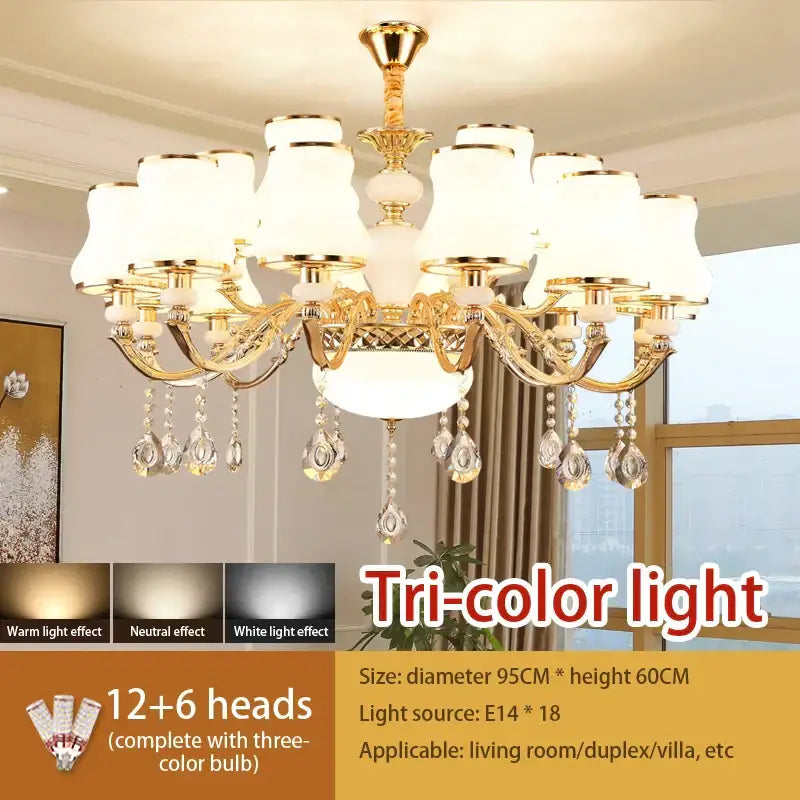 Gold Frosted Glass 18-Head 95cm Chandelier