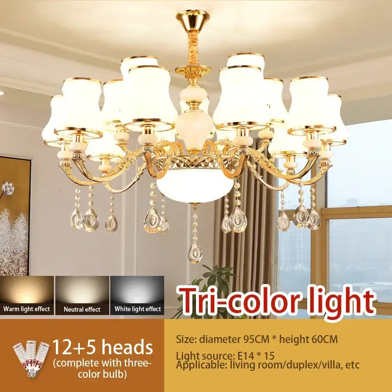 Gold Frosted Glass 18-Head 95cm Chandelier
