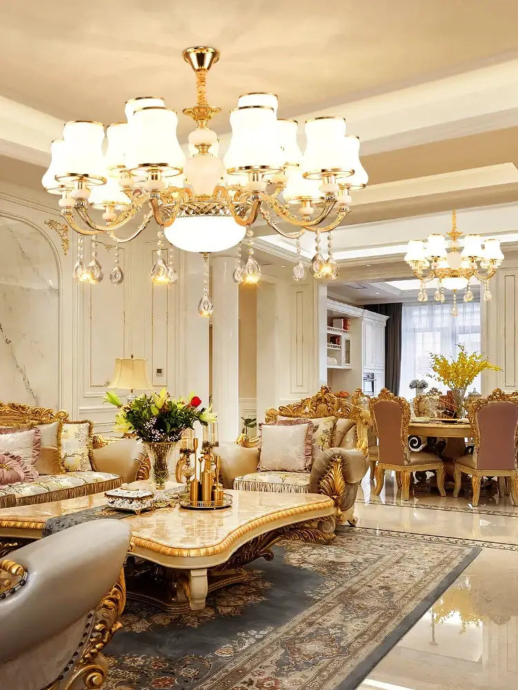 Gold Frosted Glass 18-Head 95cm Chandelier