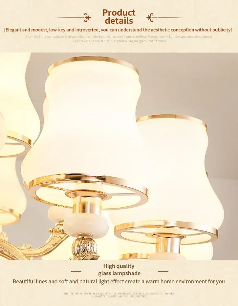 Gold Frosted Glass 18-Head 95cm Chandelier