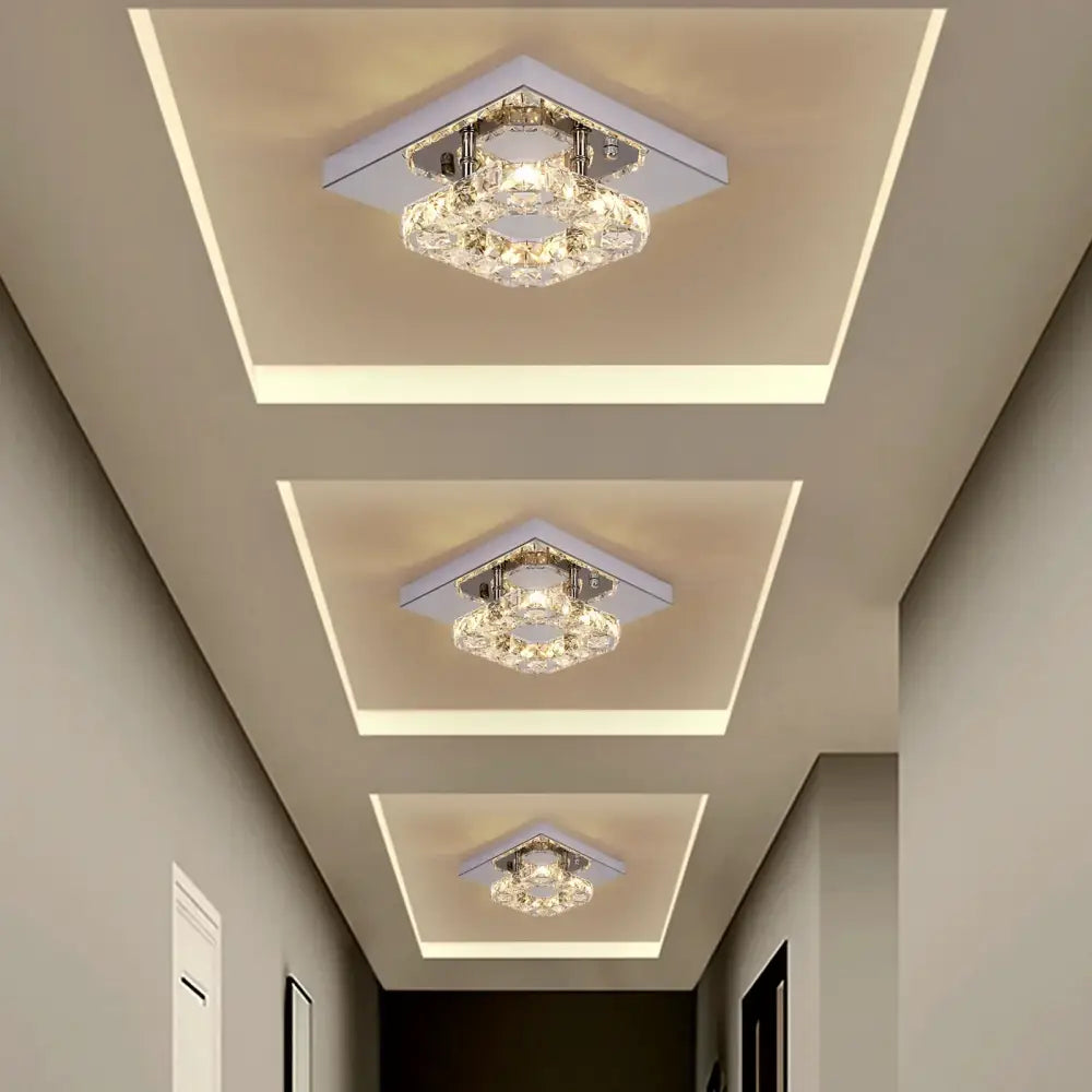 Chrome Square Crystal Chandelier
