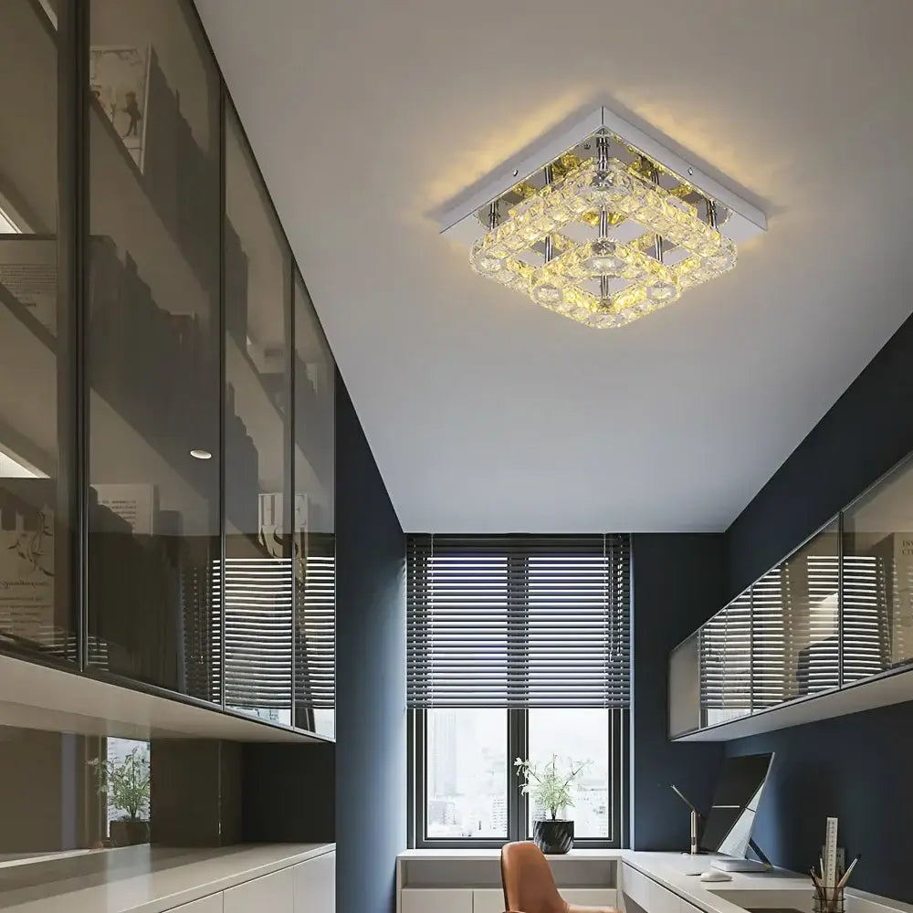 Chrome Square Crystal Chandelier