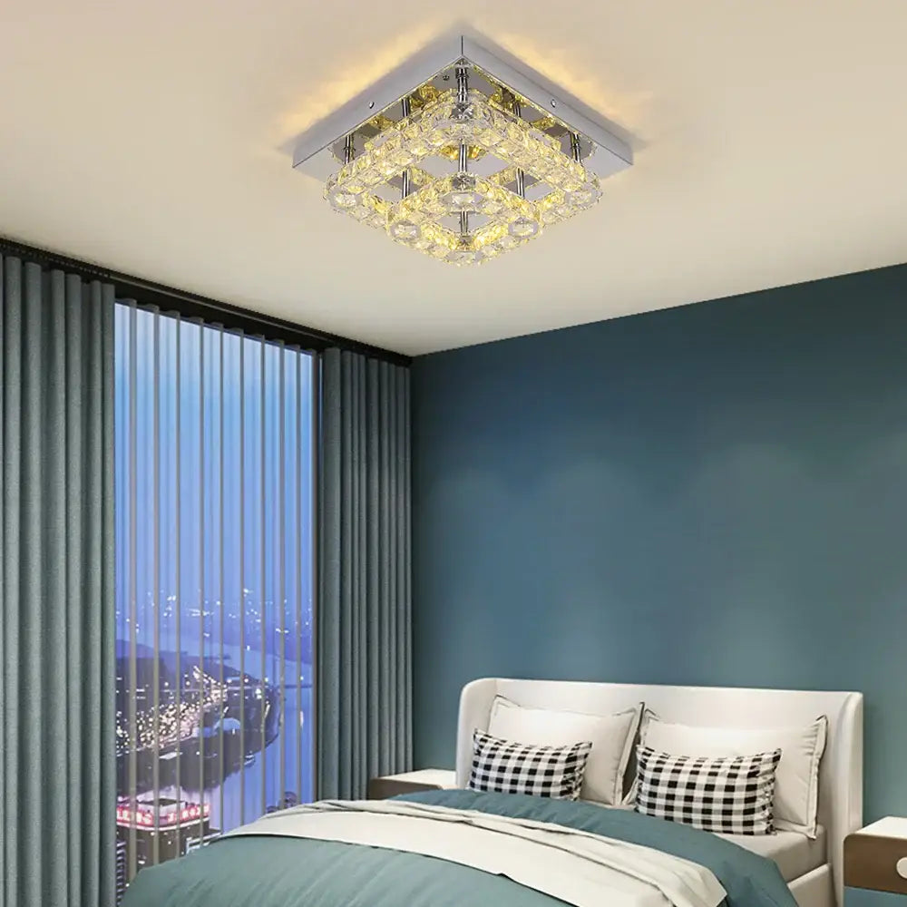 Chrome Square Crystal Chandelier
