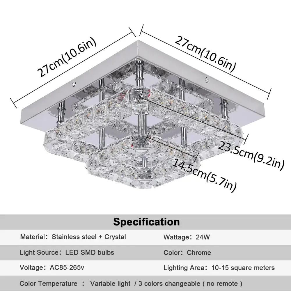 Chrome Square Crystal Chandelier