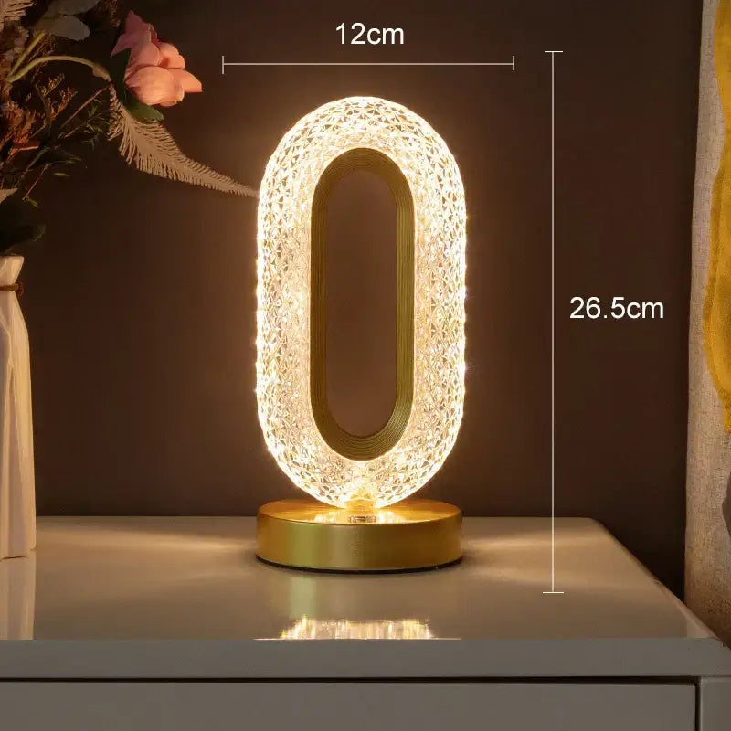Gold Oval Crystal Table Lamp