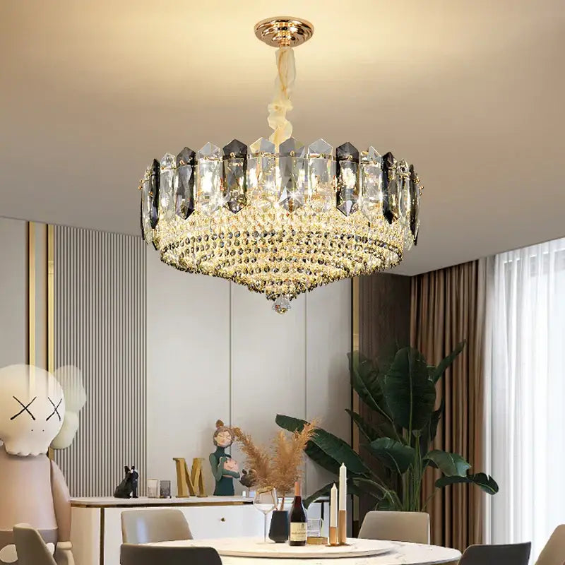 Gold Crystal Chandelier Light Tiered Design