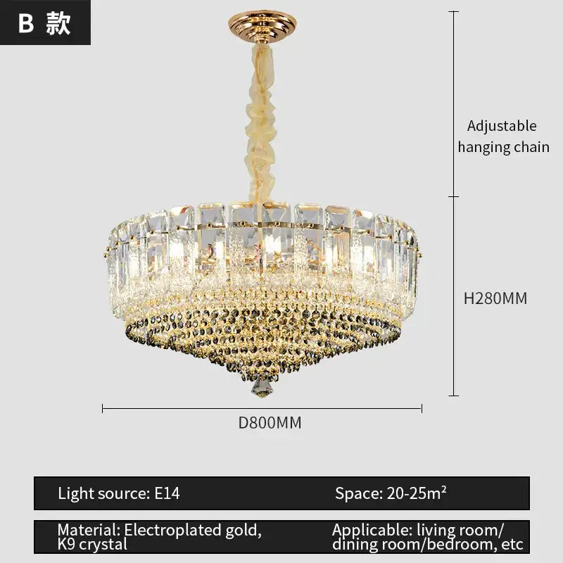 Gold Crystal Chandelier Light Tiered Design
