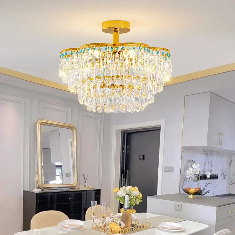 Turquoise Crystal Dining Chandelier