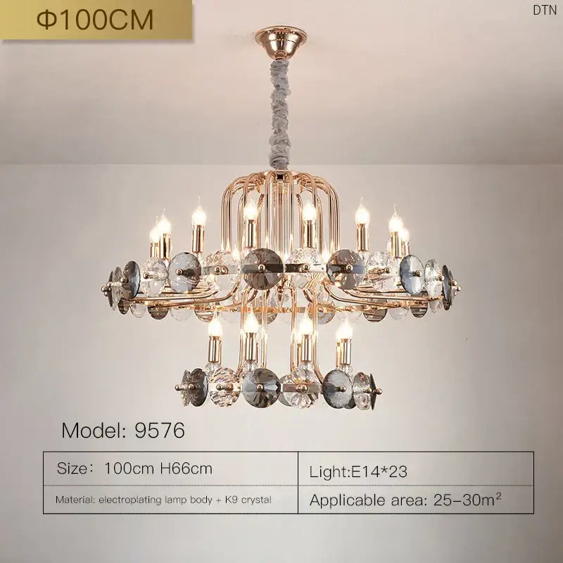 Gold Crystal Candle Chandelier European Style