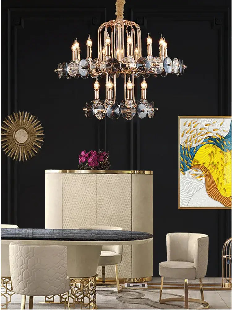 Gold Crystal Candle Chandelier European Style