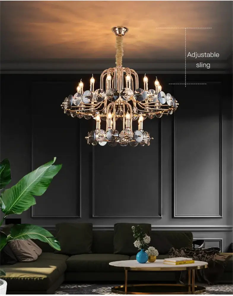 Gold Crystal Candle Chandelier European Style