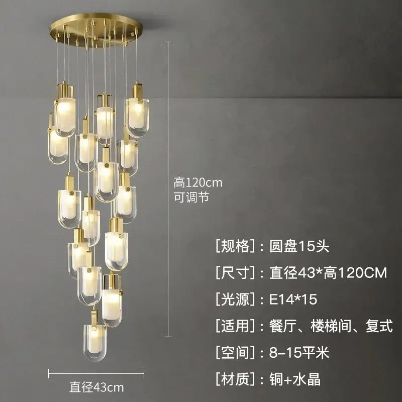 Gold Crystal Loft Chandelier 23-Head Design