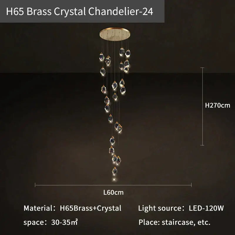 Copper Crystal Loft Chandelier