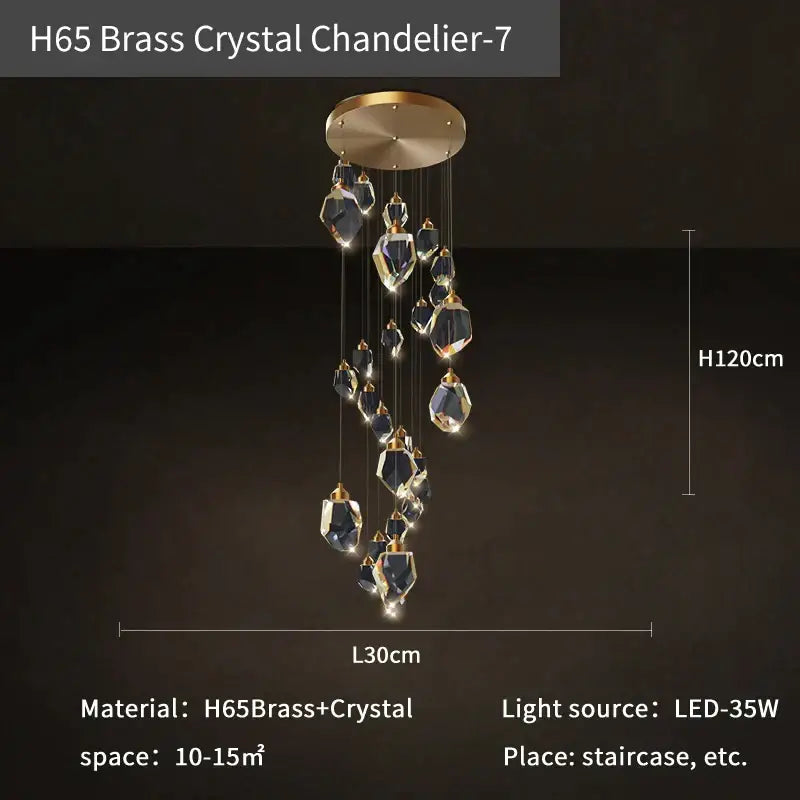 Copper Crystal Loft Chandelier