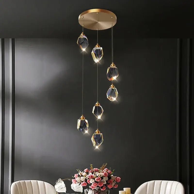 Copper Crystal Loft Chandelier