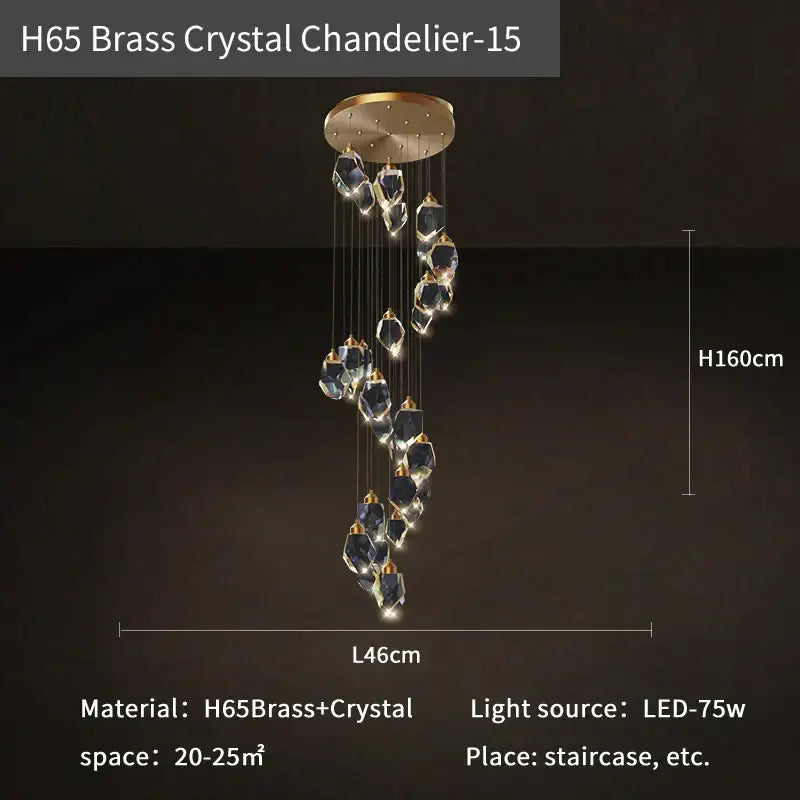 Copper Crystal Loft Chandelier