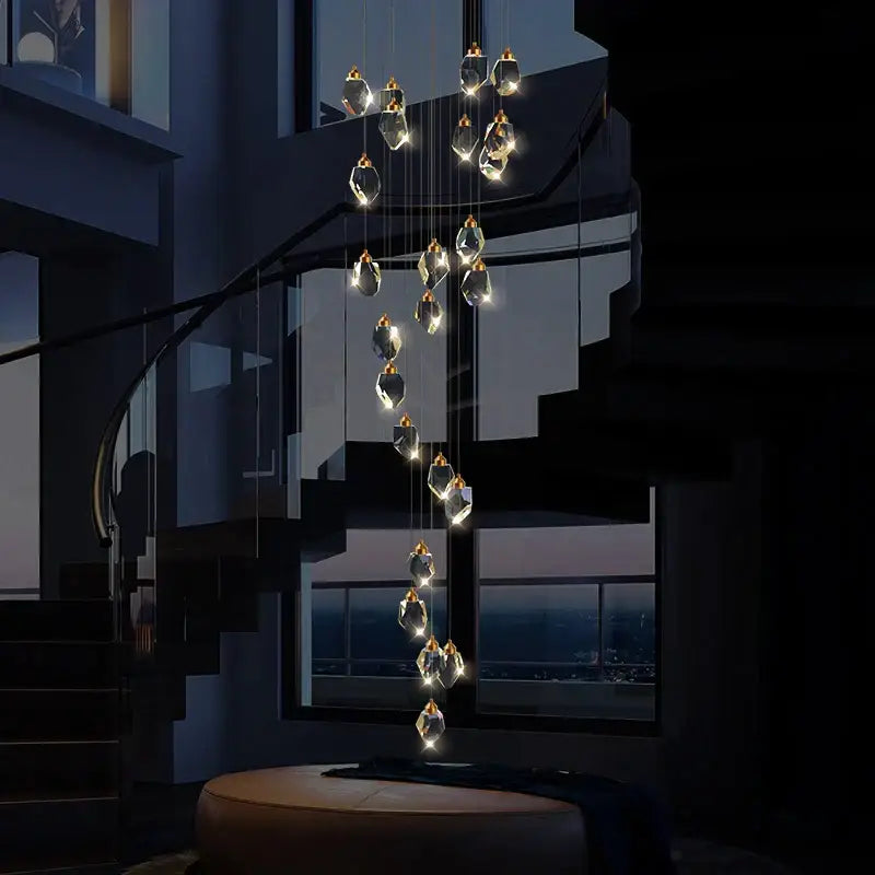 Copper Crystal Loft Chandelier