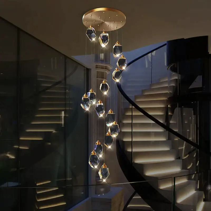 Copper Crystal Loft Chandelier
