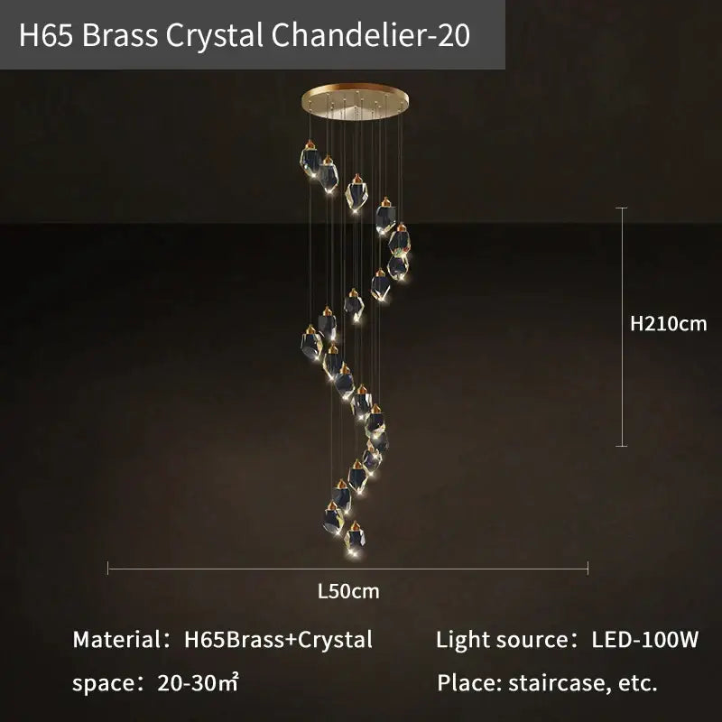 Copper Crystal Loft Chandelier