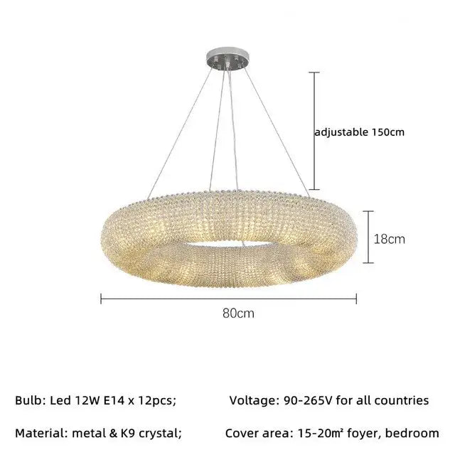 Silver Crystal Loft Chandelier