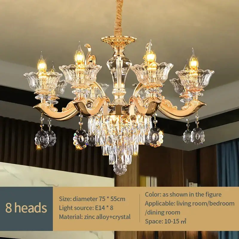 Gold Crystal Pendant Lamp European Flair