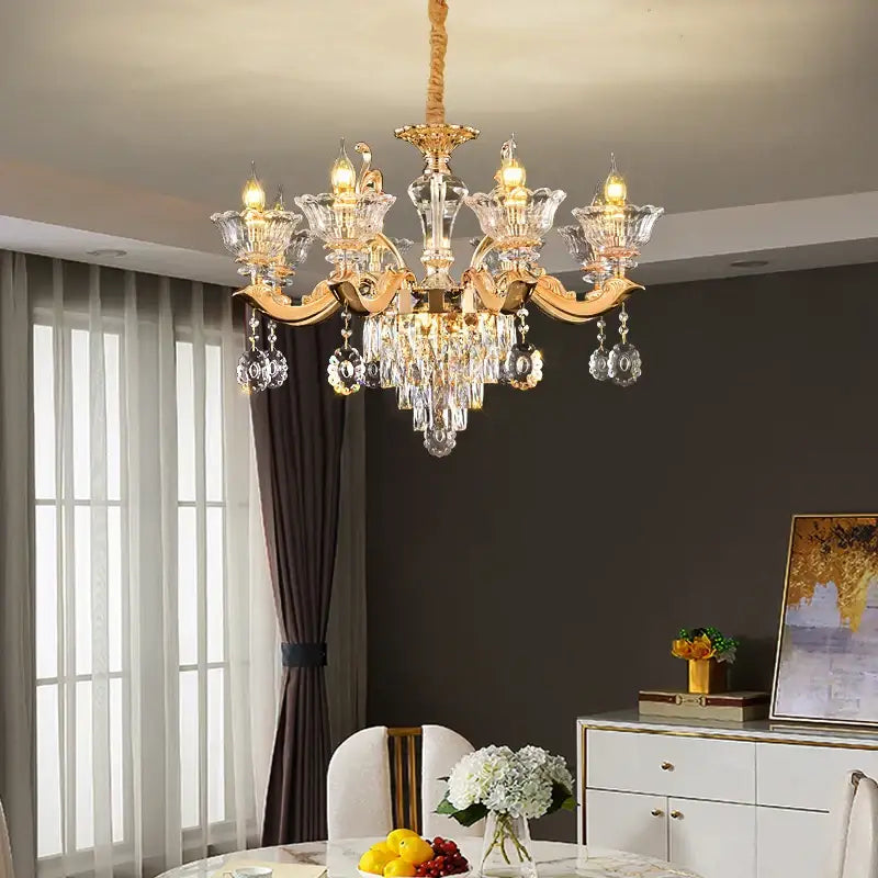 Gold Crystal Pendant Lamp European Flair