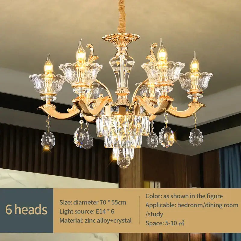 Gold Crystal Pendant Lamp European Flair
