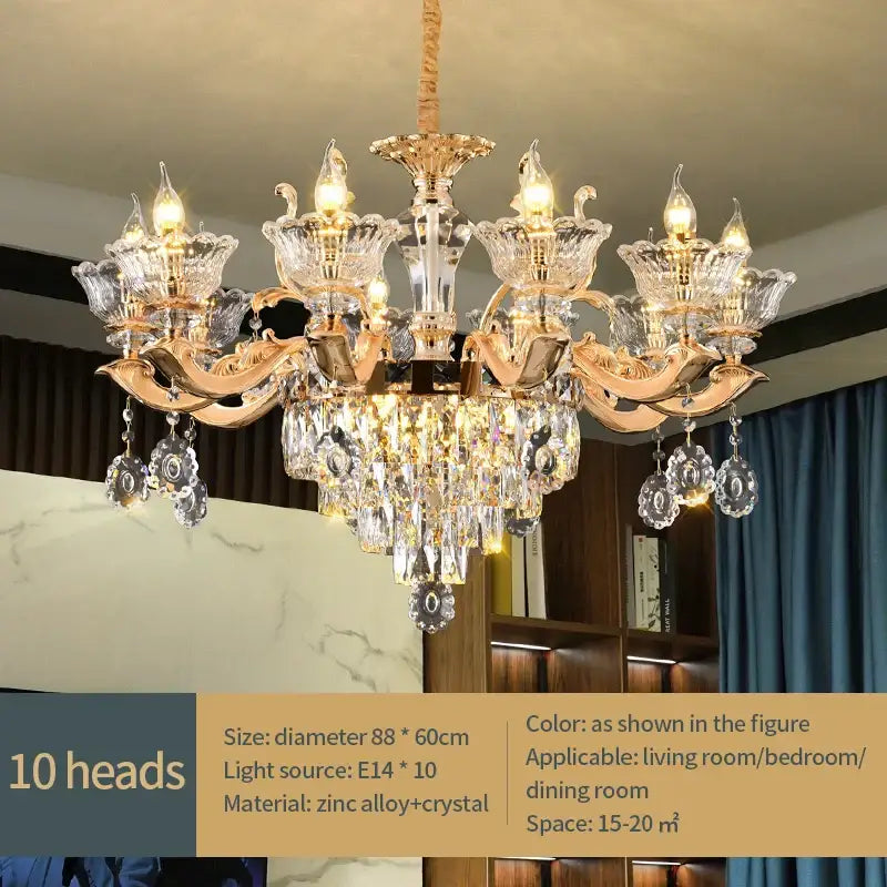 Gold Crystal Pendant Lamp European Flair