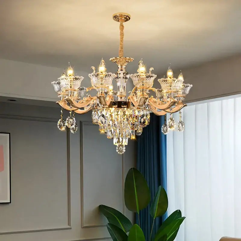 Gold Crystal Pendant Lamp European Flair