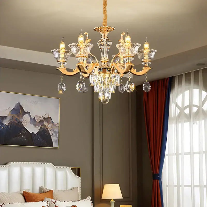 Gold Crystal Pendant Lamp European Flair