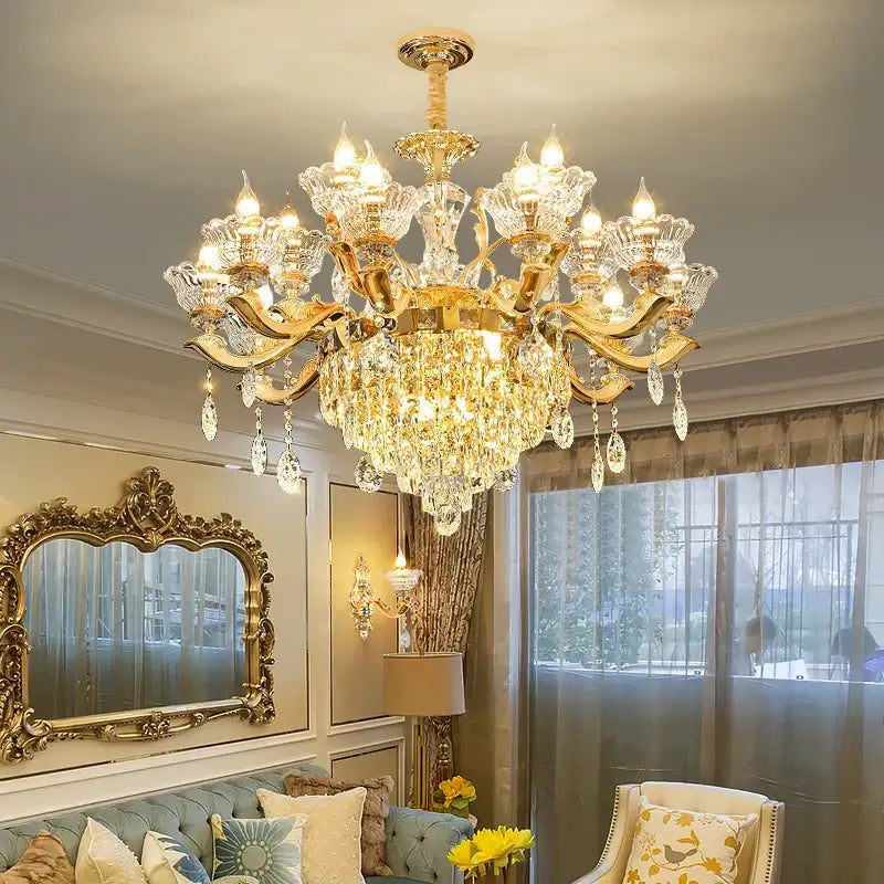 Gold Crystal Pendant Lamp European Flair