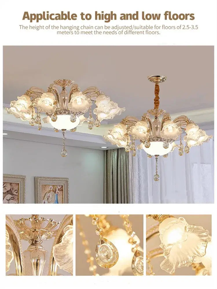Gold Crystal Living Chandelier Nordic Design