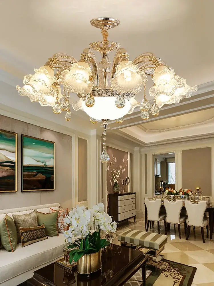Gold Crystal Living Chandelier Nordic Design