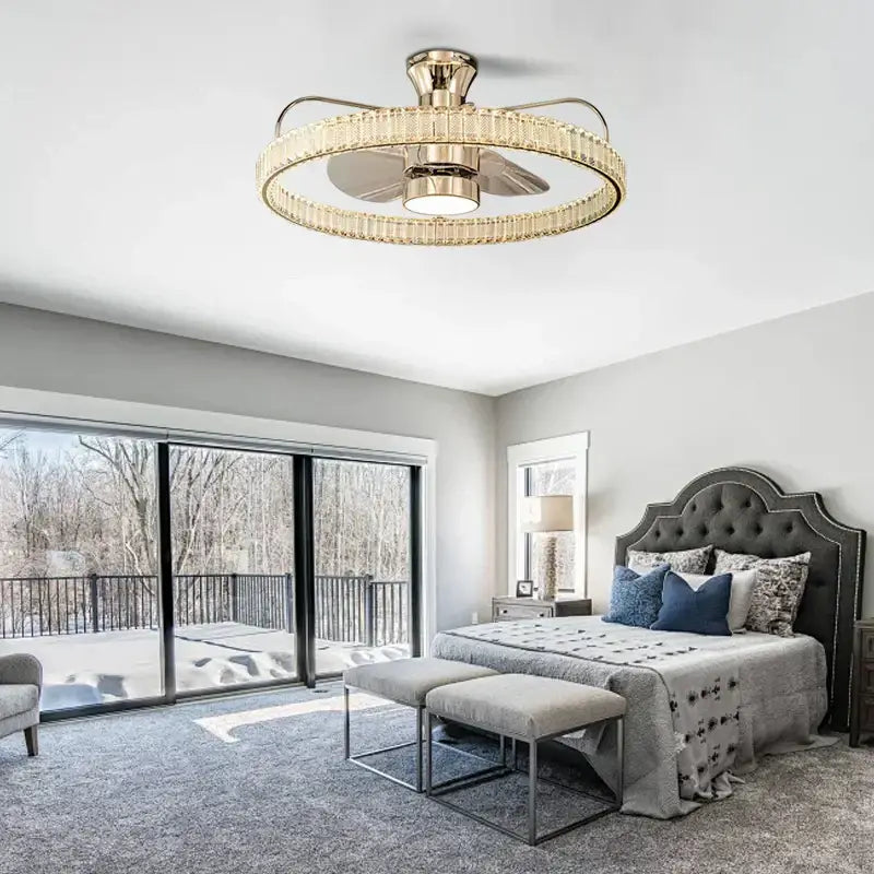 Gold Crystal Remote Fan Light