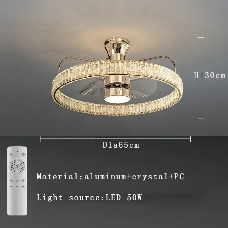 Gold Crystal Remote Fan Light