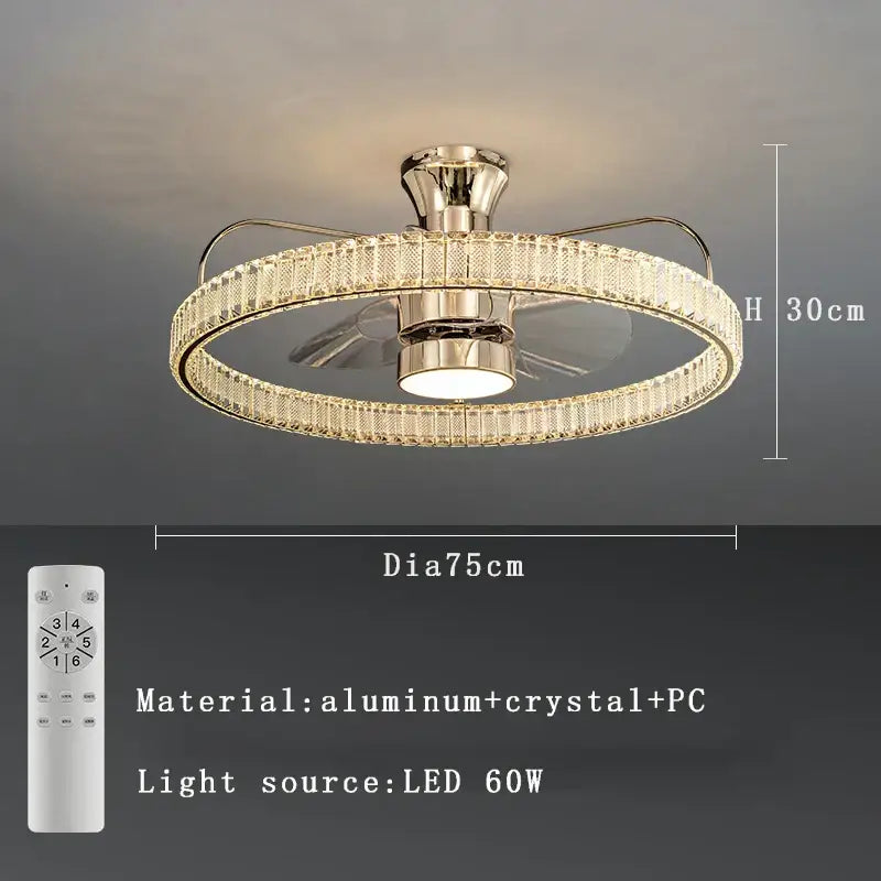 Gold Crystal Remote Fan Light