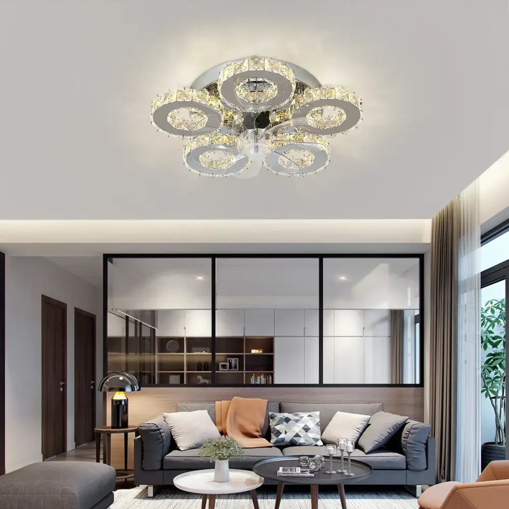 Gold Crystal Ceiling Fan with LED Lighting