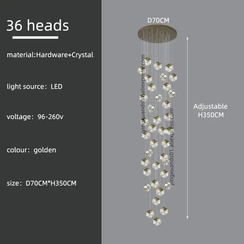 Crystal Cubic Chandelier